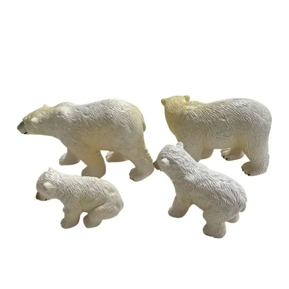 2015 Terra Battat Polar Bear Family Realistic Arctic Animals Set 4 Pcs